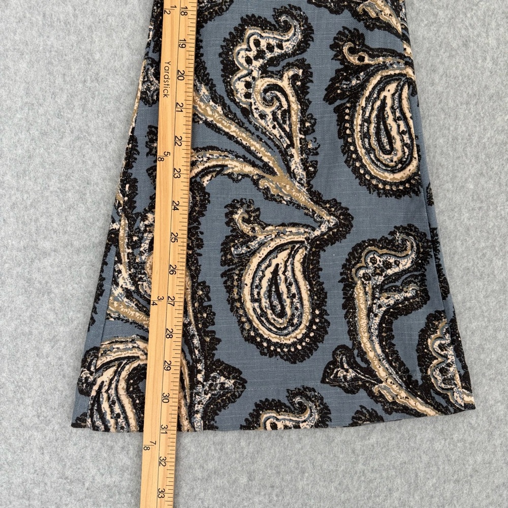 Free People Womens Pants Flare Bell Bottom Linen Blend Paisley Retro Blue Small - Picture 13 of 14